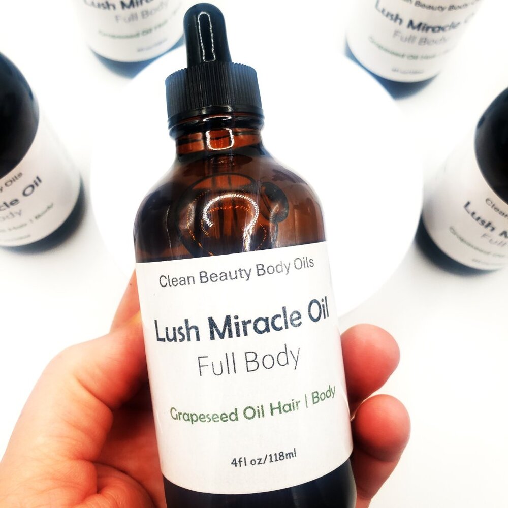 Clean Beauty Lush Miracle Oil | Full Body Grapeseed Oil for Hair and Body